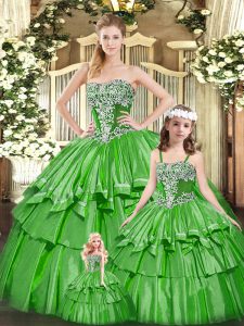 Adorable Sleeveless Beading and Ruffled Layers Lace Up Quinceanera Dresses