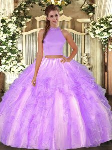 Trendy Organza Sleeveless Floor Length Quinceanera Dresses and Beading and Ruffles