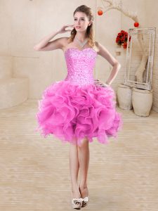 Sleeveless Beading and Ruffles Lace Up Dress for Prom