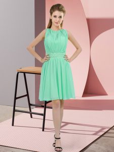 Knee Length Empire Sleeveless Apple Green Damas Dress Zipper