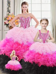 Floor Length Ball Gowns Sleeveless Multi-color 15 Quinceanera Dress Lace Up