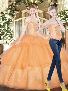 Colorful Sleeveless Beading and Ruffled Layers Lace Up Sweet 16 Dresses