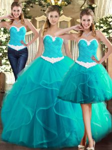 Sleeveless Lace Up Floor Length Ruffles 15th Birthday Dress