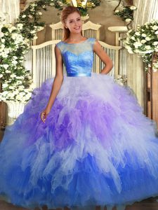 Scoop Sleeveless Backless Quince Ball Gowns Multi-color Organza