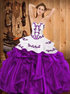 Floor Length Ball Gowns Sleeveless Eggplant Purple Quince Ball Gowns Lace Up
