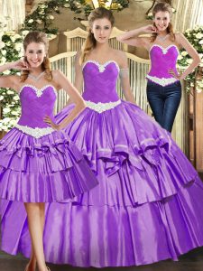 Pretty Floor Length Eggplant Purple Ball Gown Prom Dress Sweetheart Sleeveless Lace Up