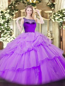 Top Selling Sleeveless Beading and Pick Ups Zipper Quinceanera Dress
