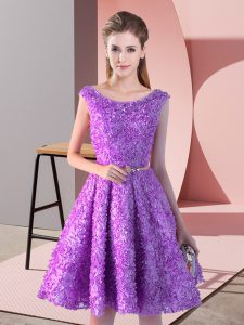 Lavender Prom Party Dress Prom and Party with Belt Scoop Sleeveless Lace Up