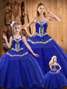 Beauteous Sweetheart Sleeveless Tulle Quinceanera Gowns Embroidery Lace Up