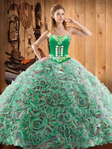 Vintage With Train Lace Up Quinceanera Dress Multi-color for Military Ball and Sweet 16 and Quinceanera with Embroidery Sweep Train