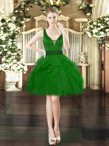 Dark Green Sleeveless Tulle Lace Up Dress for Prom for Prom and Party