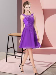 Chic Scoop Sleeveless Chiffon Vestidos de Damas Appliques Zipper