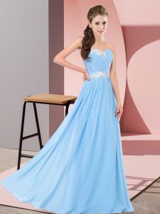 Chiffon Sleeveless Floor Length Prom Gown and Appliques