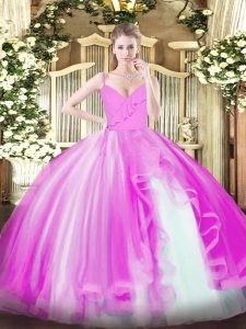 Spaghetti Straps Sleeveless Tulle 15 Quinceanera Dress Ruffles Zipper