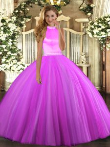 Fantastic Tulle Sleeveless Floor Length 15 Quinceanera Dress and Beading