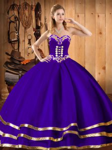 Amazing Purple Sleeveless Organza Lace Up Quinceanera Gown for Military Ball and Sweet 16 and Quinceanera