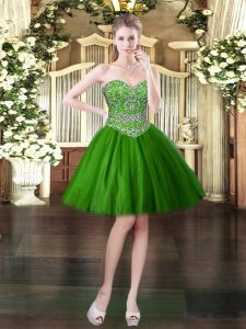 Discount Dark Green Sleeveless Tulle Lace Up for Prom and Party