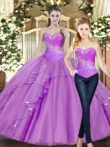 Sumptuous Sweetheart Sleeveless Tulle Quinceanera Dresses Beading Lace Up