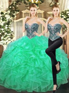 Sleeveless Beading and Ruffles Lace Up Quinceanera Gown