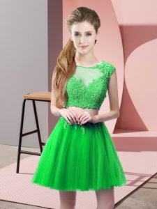 Mini Length Two Pieces Sleeveless Green Prom Dresses Zipper