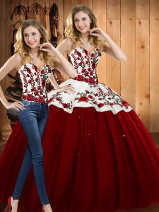 Adorable Sleeveless Lace Up Floor Length Embroidery Sweet 16 Dress