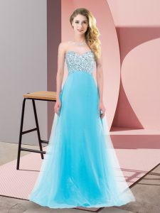 Aqua Blue Sweetheart Neckline Beading Damas Dress Sleeveless Lace Up