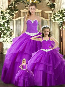 Fantastic Purple Sleeveless Floor Length Ruching Lace Up Quinceanera Dresses