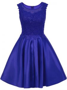Deluxe Blue Damas Dress Prom and Party with Lace Scoop Sleeveless Zipper