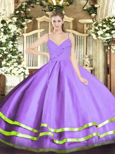 Ruffled Layers Quinceanera Dresses Lavender Zipper Sleeveless Floor Length