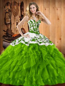Fine Sleeveless Embroidery and Ruffles Floor Length Quinceanera Dresses