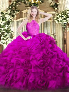 New Arrival Scoop Sleeveless Fabric With Rolling Flowers Quinceanera Gown Lace Zipper