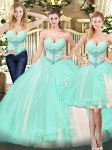 Floor Length Apple Green Quinceanera Gown Sweetheart Sleeveless Lace Up