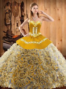 Top Selling Multi-color Sweetheart Neckline Embroidery Quinceanera Dresses Sleeveless Lace Up
