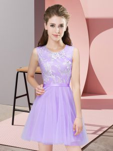 Tulle Sleeveless Mini Length Quinceanera Dama Dress and Lace