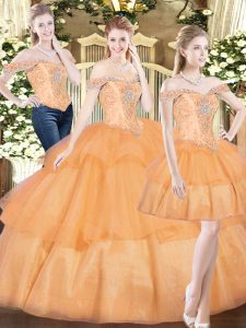 Superior Sleeveless Lace Up Floor Length Beading and Ruffled Layers 15 Quinceanera Dress