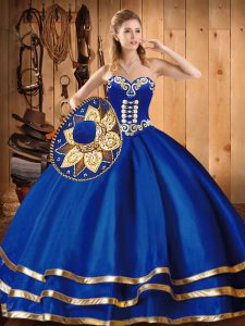 Glorious Floor Length Ball Gowns Sleeveless Blue 15 Quinceanera Dress Lace Up