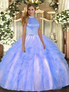 Floor Length Ball Gowns Sleeveless Baby Blue Sweet 16 Dress Backless