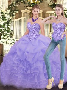 Free and Easy Sleeveless Zipper Floor Length Appliques and Ruffles Quince Ball Gowns