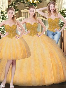 Sleeveless Beading and Ruffles Lace Up Quinceanera Dresses