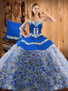 Popular Multi-color Sleeveless Sweep Train Embroidery With Train Sweet 16 Dresses