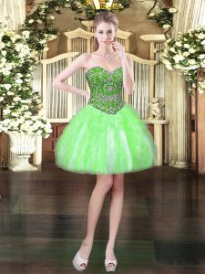 Best Selling Tulle Sweetheart Sleeveless Lace Up Beading and Ruffles Prom Dress in