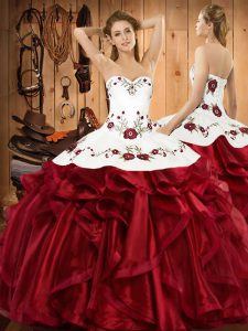 Best Organza Sleeveless Floor Length Quince Ball Gowns and Embroidery and Ruffles