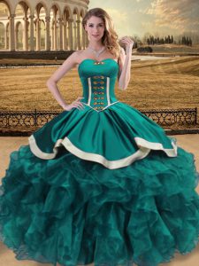 Hot Selling Floor Length Teal Vestidos de Quinceanera Sweetheart Sleeveless Lace Up