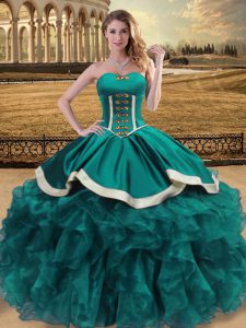Hot Selling Floor Length Teal Vestidos de Quinceanera Sweetheart Sleeveless Lace Up