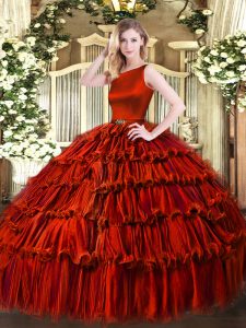 Floor Length Wine Red Sweet 16 Dresses Scoop Sleeveless Clasp Handle