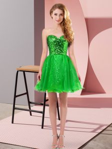 Fashion Mini Length Zipper Homecoming Dress Green for Prom and Party with Sequins