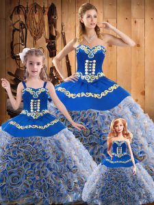 Multi-color Sleeveless Embroidery Lace Up Sweet 16 Quinceanera Dress