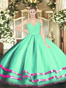 Elegant Sleeveless Zipper Floor Length Ruffled Layers Sweet 16 Dress