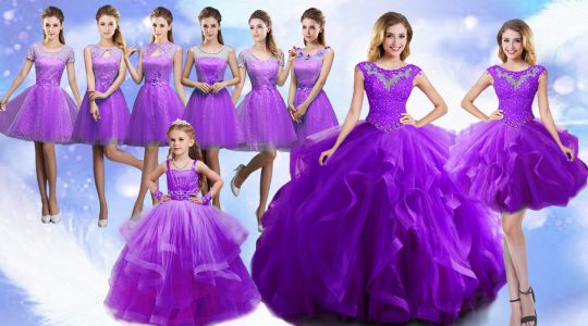 Floor Length Ball Gowns Sleeveless Eggplant Purple Quinceanera Gowns Lace Up