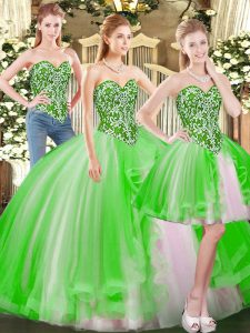 Sexy Floor Length Lace Up Quince Ball Gowns for Military Ball and Sweet 16 and Quinceanera with Beading